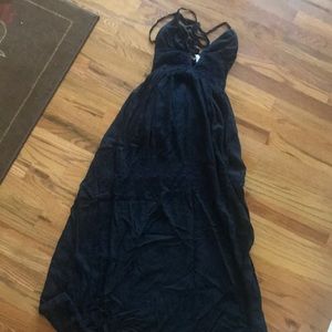 Open back navy maxi dress